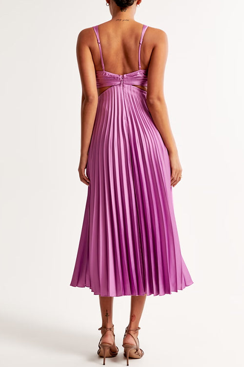 Damen Faltenkleid Mit V-Ausschnitt Und Eleganter Silhouette