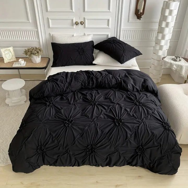 Bettwäsche Set mit Faltenblüten – Duvet Cover Set mit Rüschen-Optik