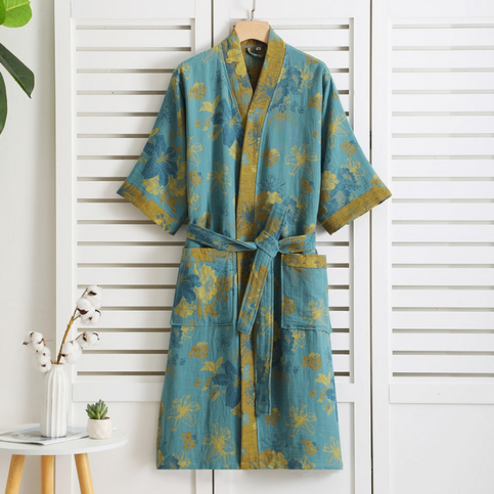 Weicher bedruckter Bademantel mit Retro-Muster