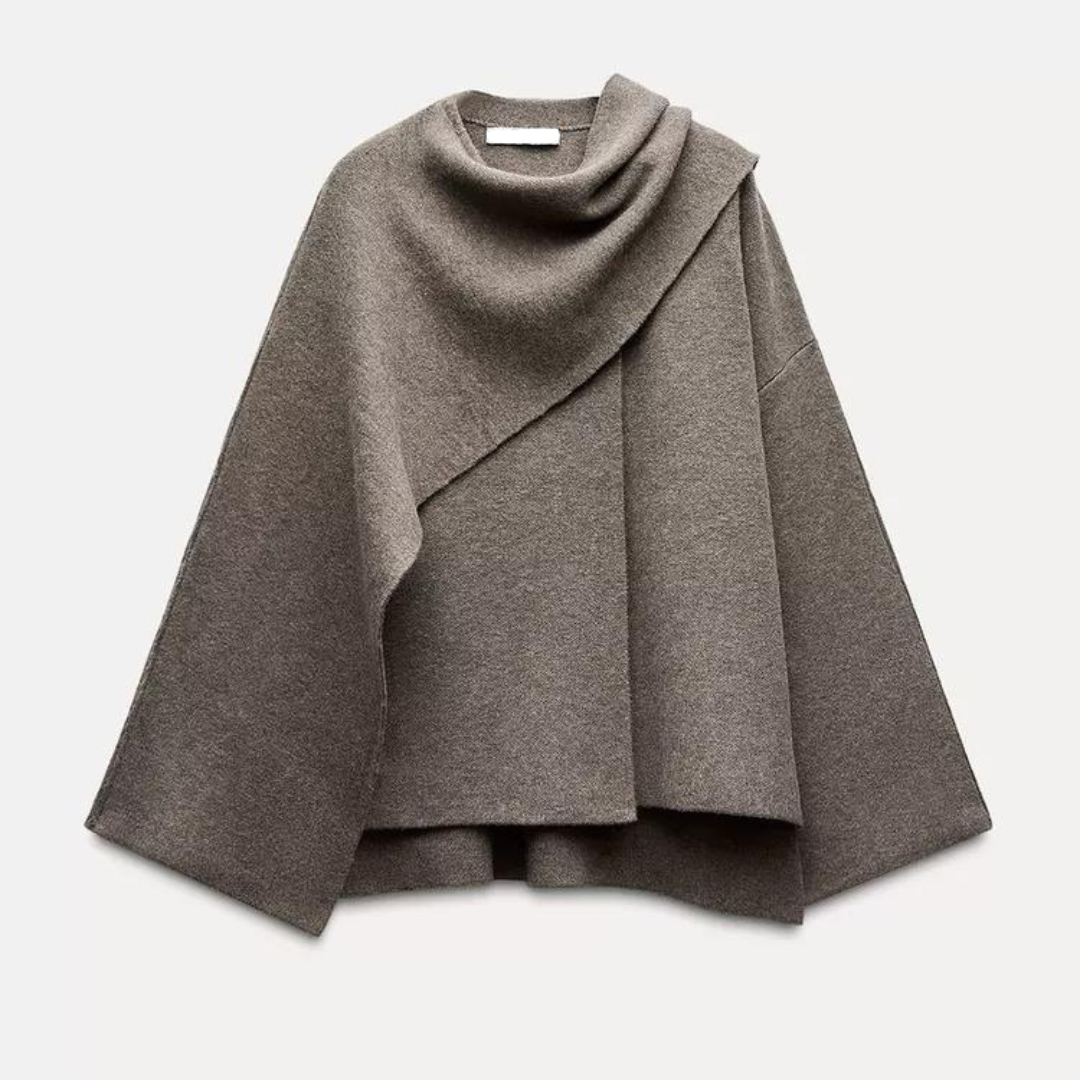 Damen Cape Mantel Mit Asymmetrischem Design