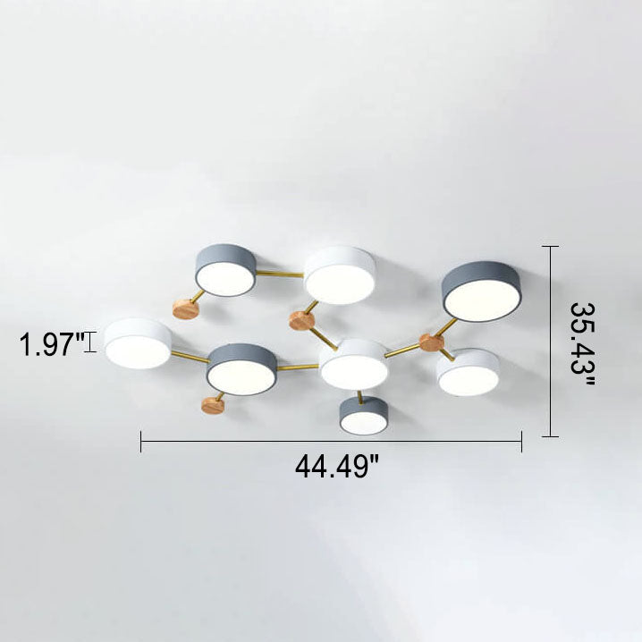 Skandinavische LED Deckenleuchte aus Holz und Metall