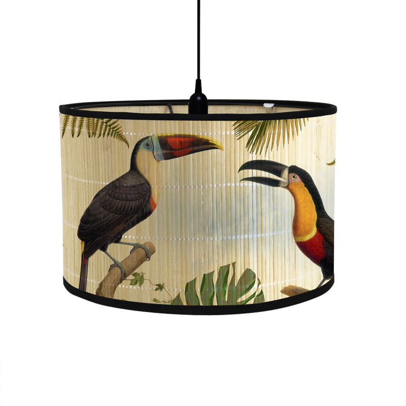 Tropischer Lampenschirm mit Tiermotiven im Vintage-Stil – rund & dekorativ