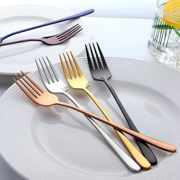 Modernes Edelstahl-Gabelset mit Spiegel-Finish – 7 bis 12-teilig