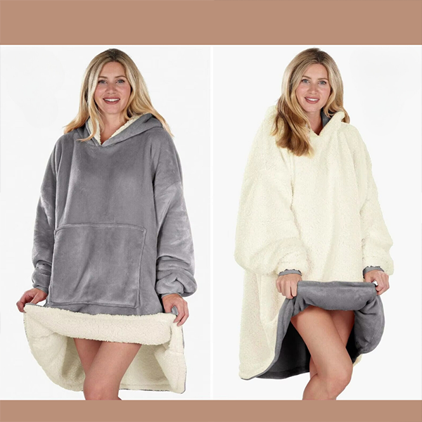 Damen Oversize Decken Sweatshirt Mit Kapuze