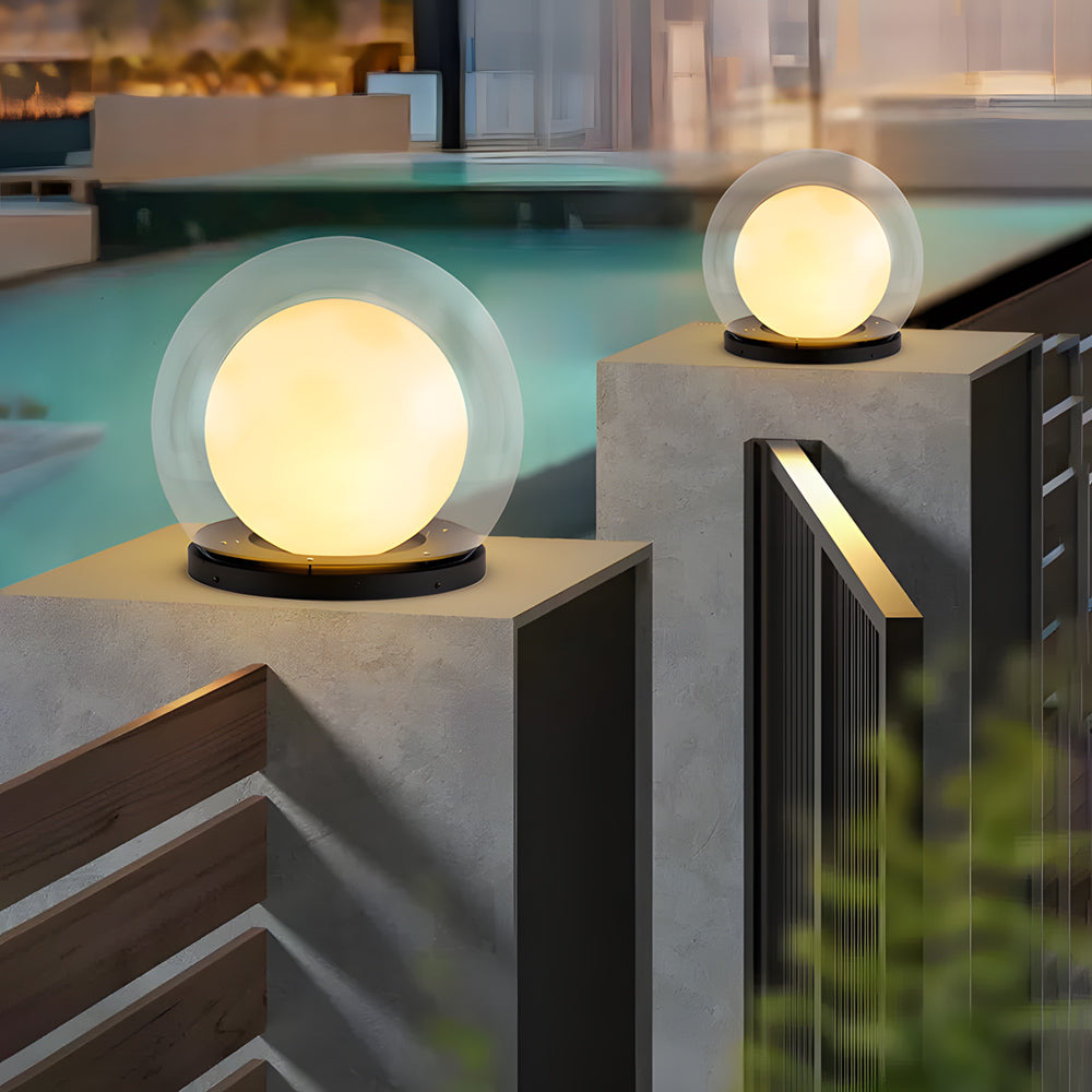 Modern Outdoor Solar Pillar Lamp - Weatherproof Garden Light with Dual-Layer Moonlight Design-6