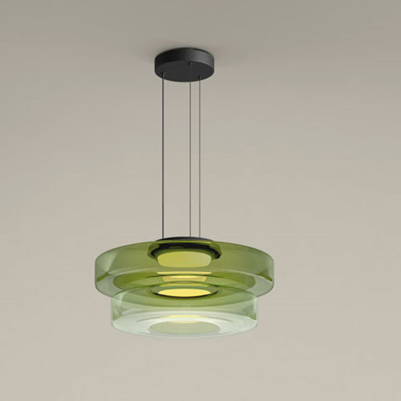 Bauhaus-inspirierte Glas Pendelleuchte mit LED und Höhenverstellung