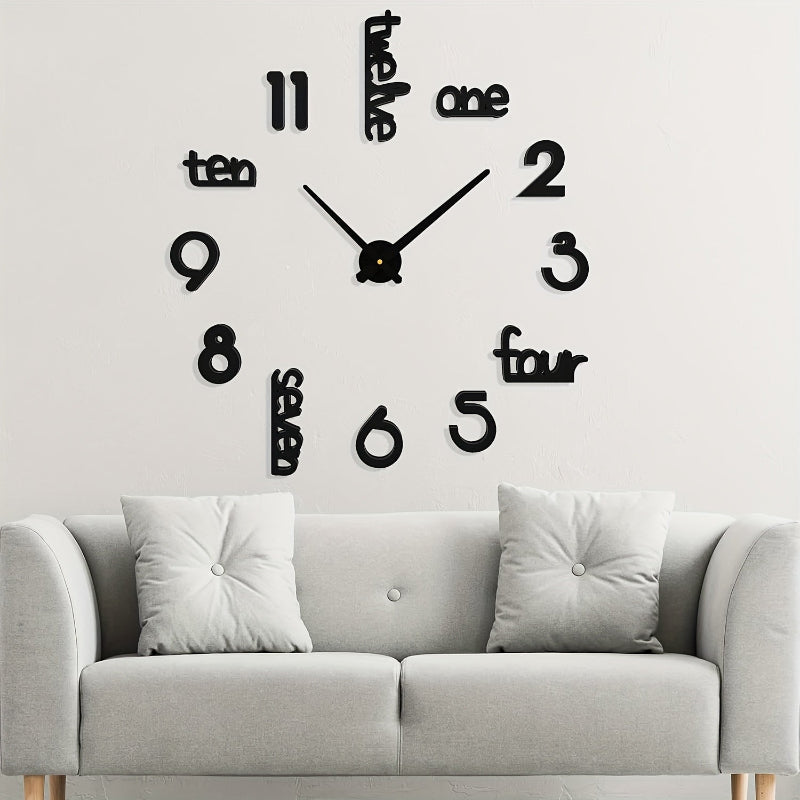 Moderne 3D Wanduhr ohne Rahmen für Wohnzimmer