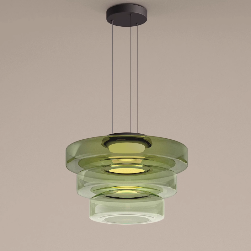 Bauhaus-inspirierte Glas Pendelleuchte mit LED und Höhenverstellung
