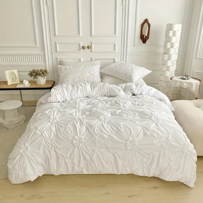 Bettwäsche Set mit Faltenblüten – Duvet Cover Set mit Rüschen-Optik