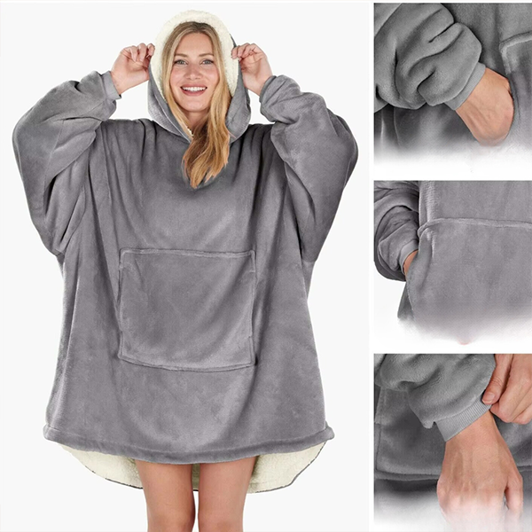 Damen Oversize Decken Sweatshirt Mit Kapuze