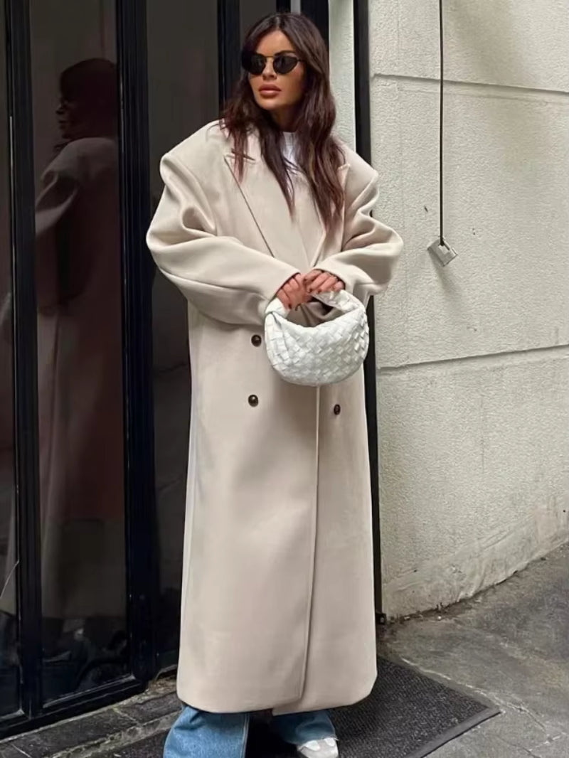 Damen Mantel Mit Doppelreihiger Knopfleiste Und Oversized Schnitt