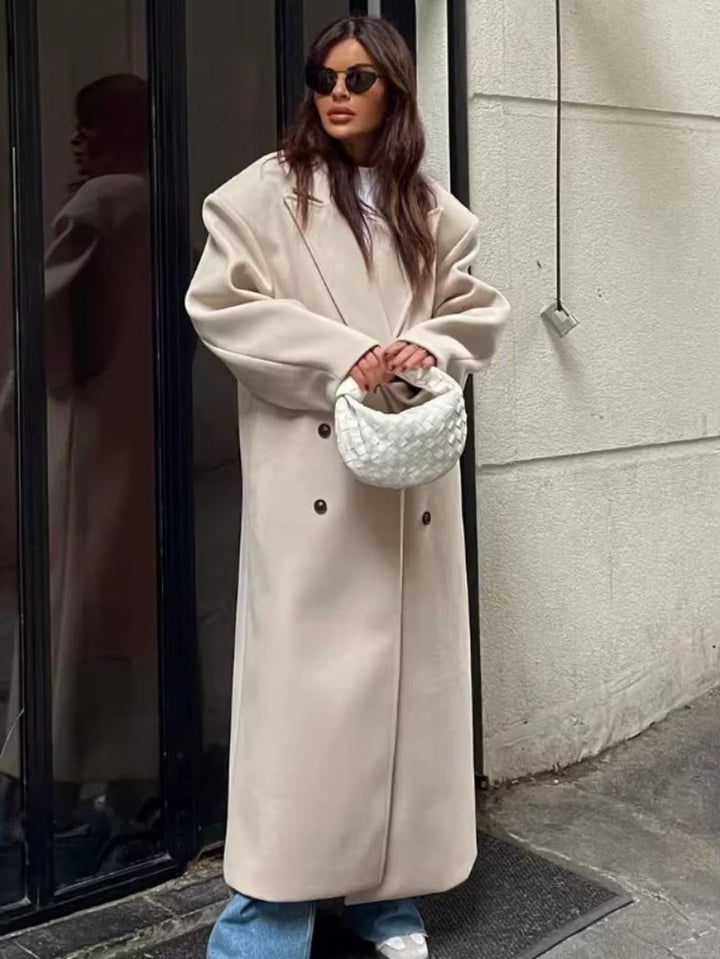 Damen Mantel Mit Doppelreihiger Knopfleiste Und Oversized Schnitt