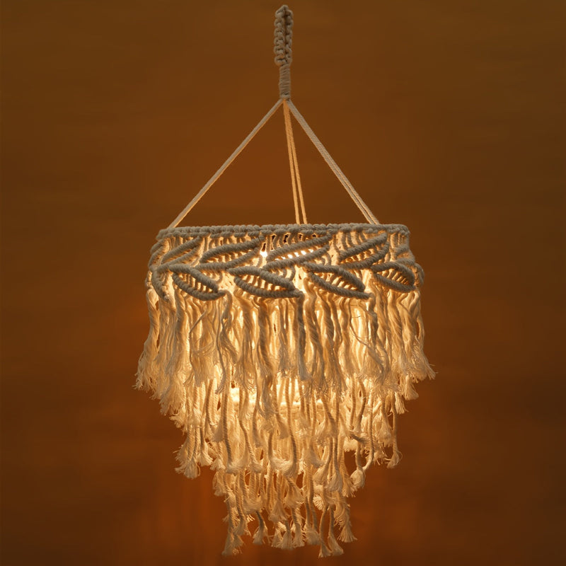 Boho makramee hängelampe mit quasten