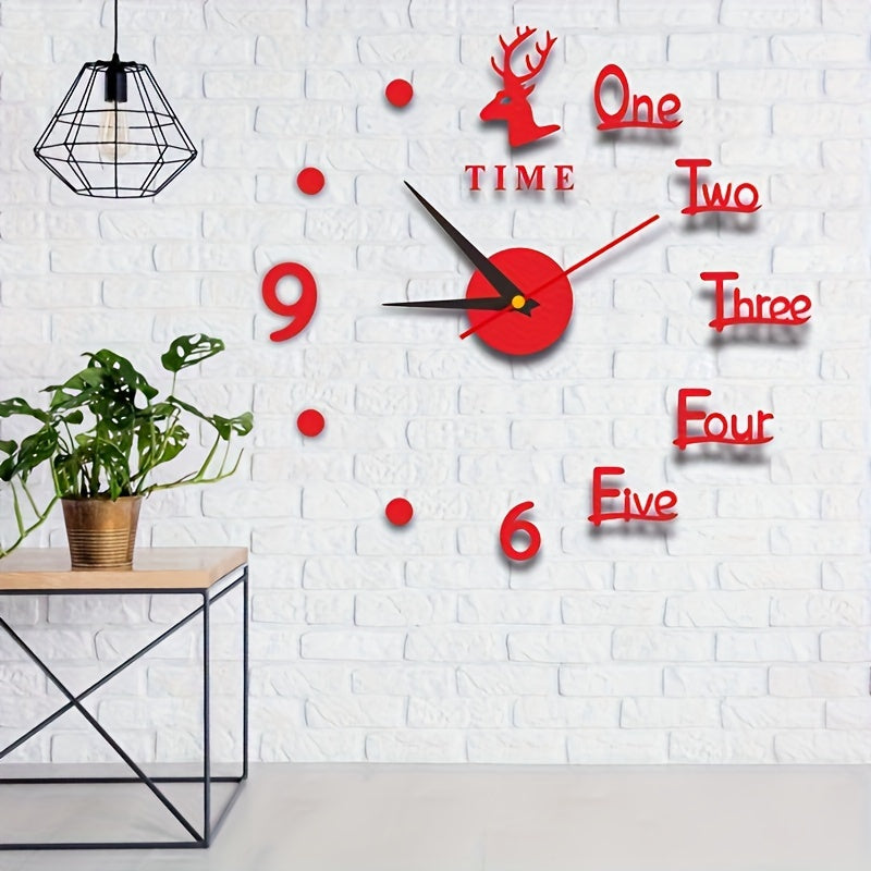 Moderne DIY-Wanduhr im Elch-Design aus Acryl für Wohnzimmer und Schlafzimmer