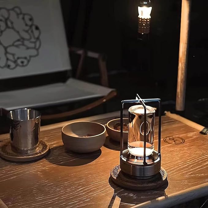 Kabellose Retro-Tischlampe aus Metall – Dimmbar, tragbar, warmweißes Licht – Für Innen- und Außenbereiche
