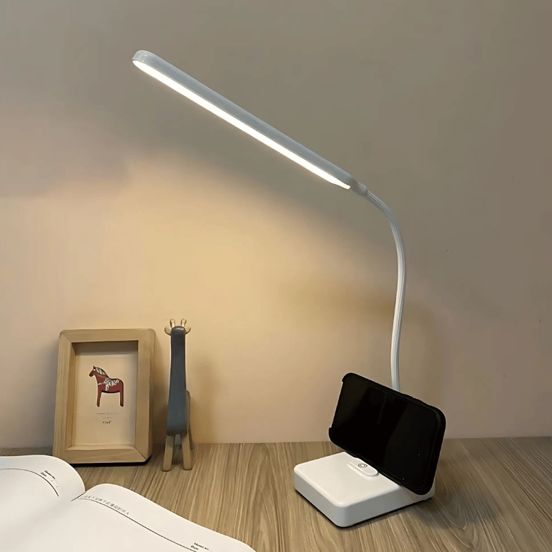 Flexibler LED-Schreibtischlampe mit USB-Aufladung oder Netzanschluss – Dimmbar mit 3 Lichtfarben