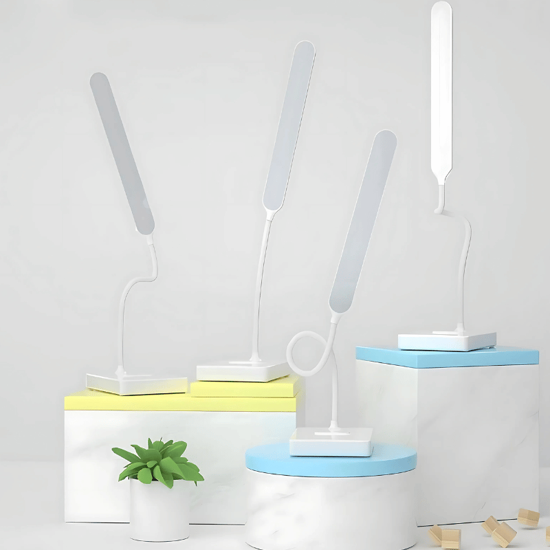 Flexibler LED-Schreibtischlampe mit USB-Aufladung oder Netzanschluss – Dimmbar mit 3 Lichtfarben