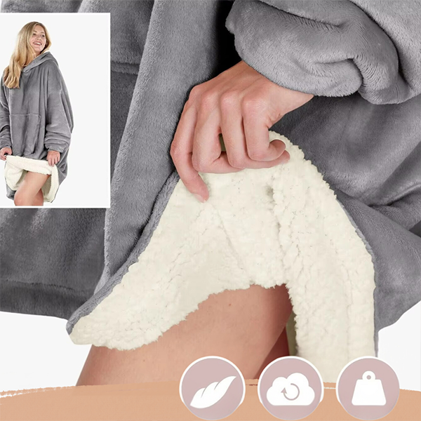 Damen Oversize Decken Sweatshirt Mit Kapuze