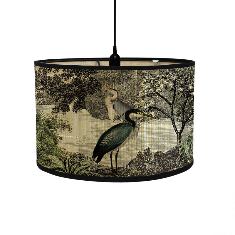 Tropischer Lampenschirm mit Tiermotiven im Vintage-Stil – rund & dekorativ