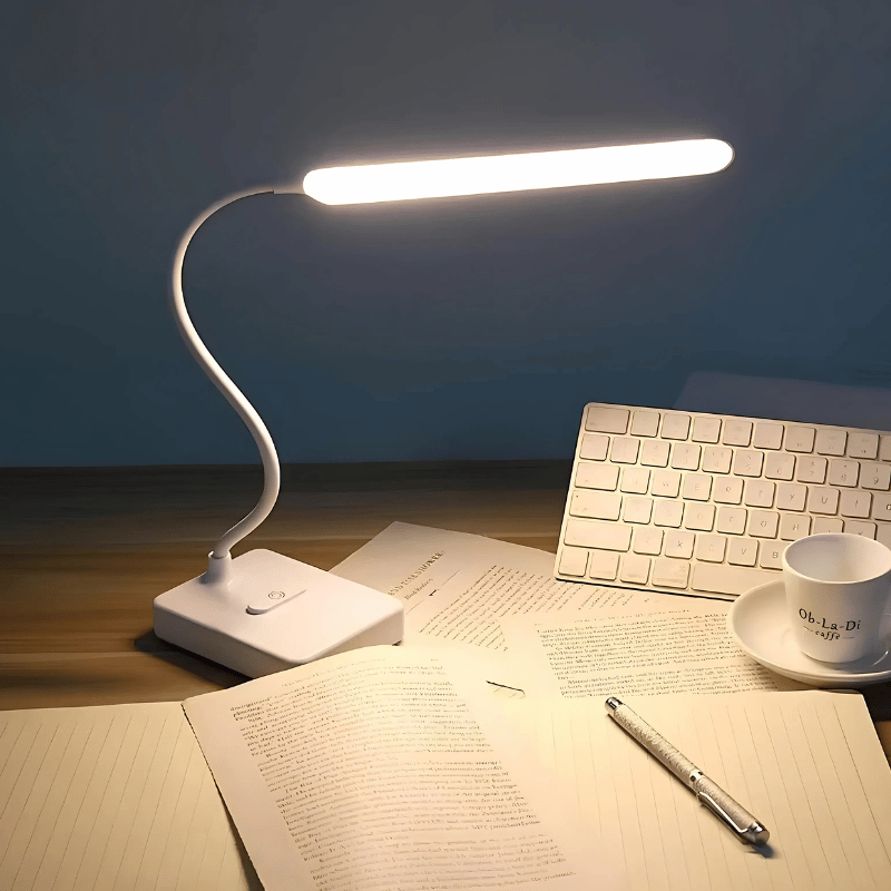 Flexibler LED-Schreibtischlampe mit USB-Aufladung oder Netzanschluss – Dimmbar mit 3 Lichtfarben