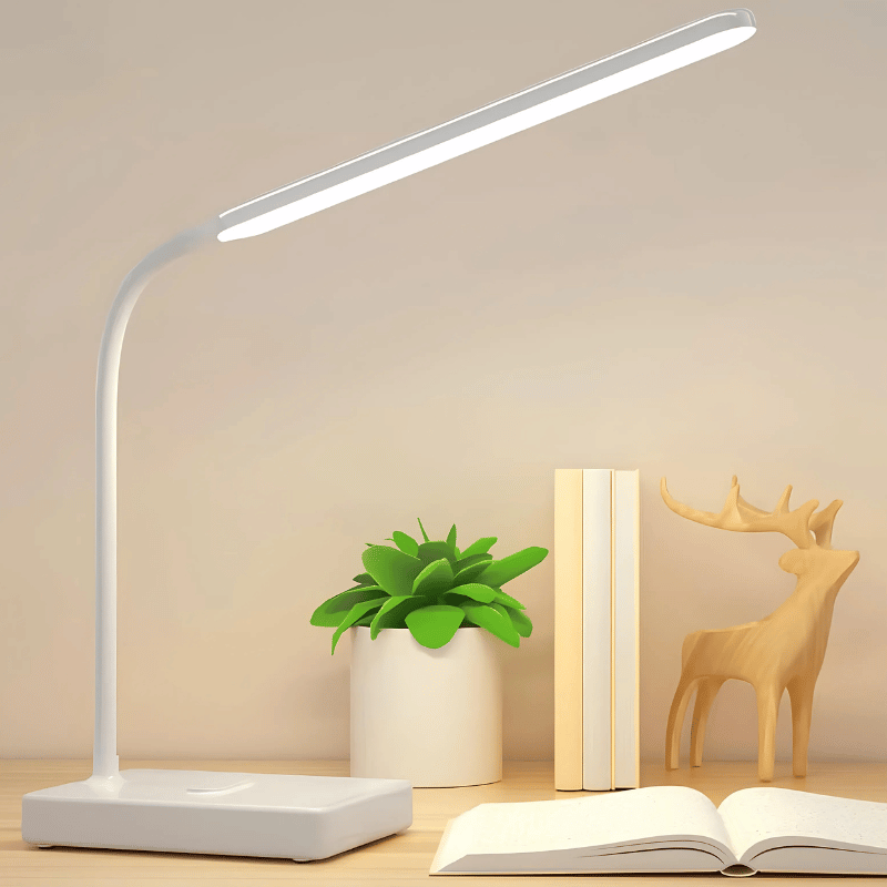 Flexibler LED-Schreibtischlampe mit USB-Aufladung oder Netzanschluss – Dimmbar mit 3 Lichtfarben
