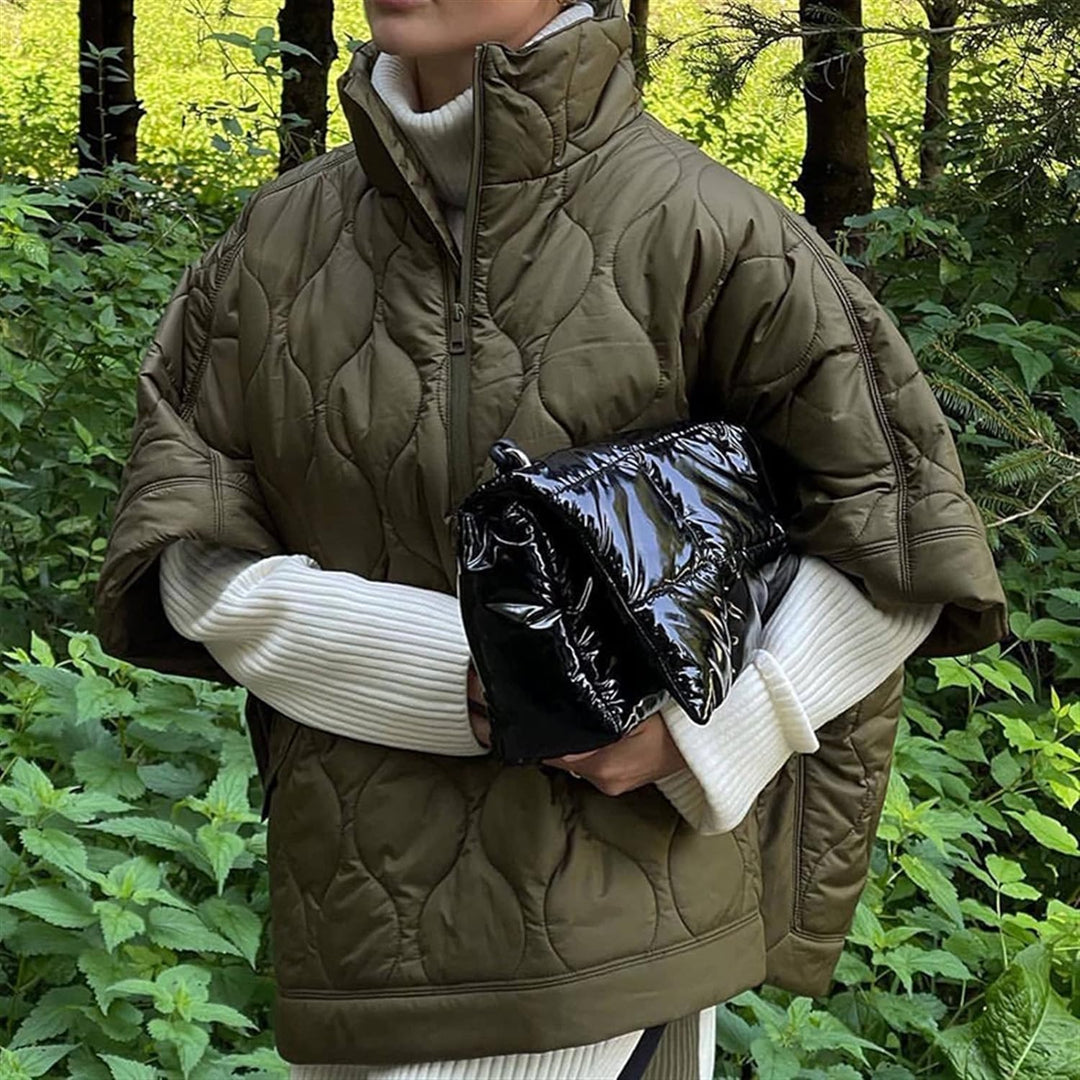 Damen Steppmantel Im Oversize Design Mit Stehkragen