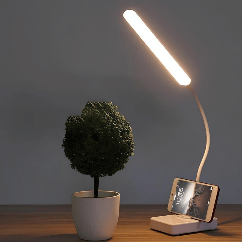 Flexibler LED-Schreibtischlampe mit USB-Aufladung oder Netzanschluss – Dimmbar mit 3 Lichtfarben
