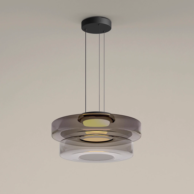Bauhaus-inspirierte Glas Pendelleuchte mit LED und Höhenverstellung