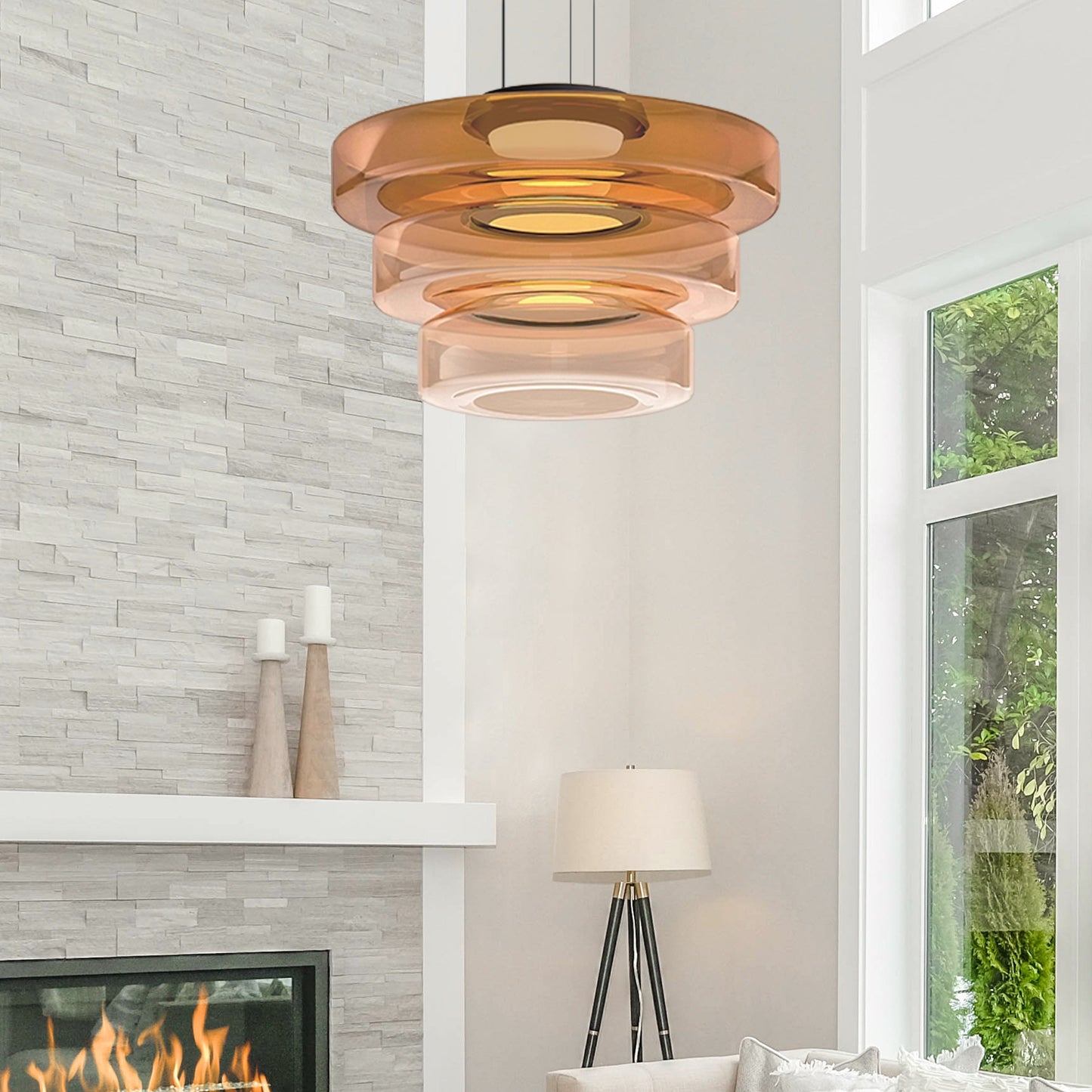 Bauhaus-inspirierte Glas Pendelleuchte mit LED und Höhenverstellung