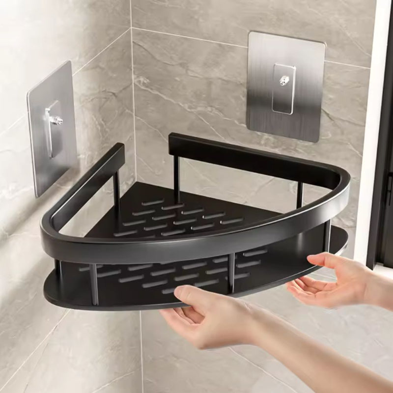Duschablage Aluminium – Gebogene Wandablage mit Haken