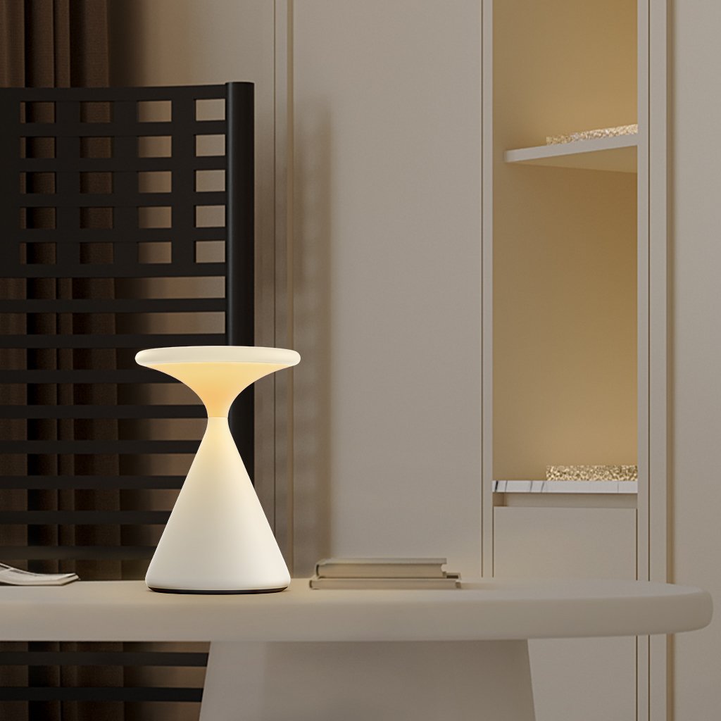 Kabellose LED-Tischleuchte in Sanduhrform – Dimmbar & USB-C wiederaufladbar