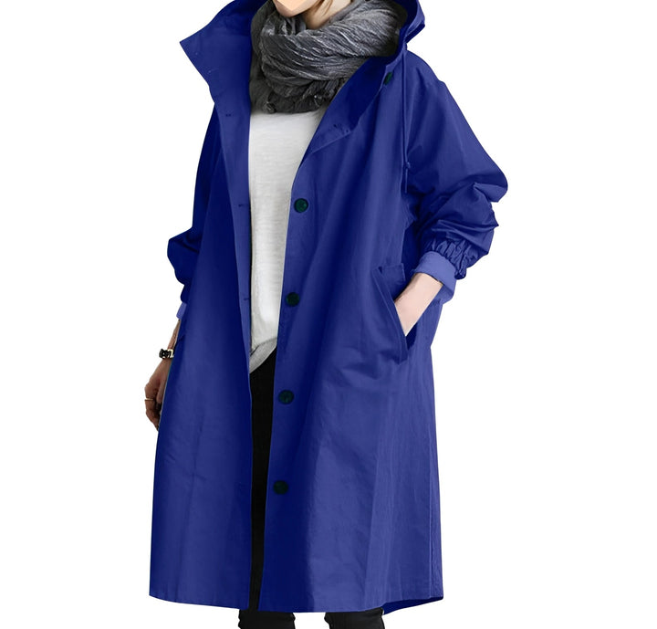 Damen Regenmantel Oversize Mit Kapuze Und Langem Schnitt
