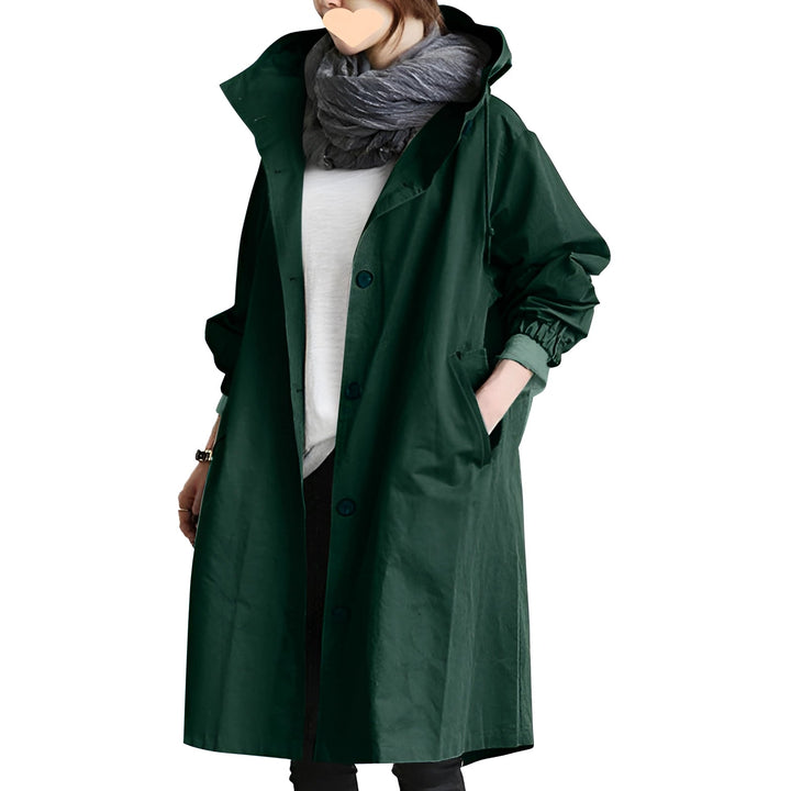 Damen Regenmantel Oversize Mit Kapuze Und Langem Schnitt