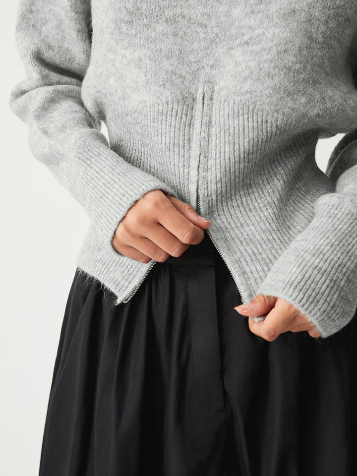 Damen Pullover Mit Halbreißverschluss