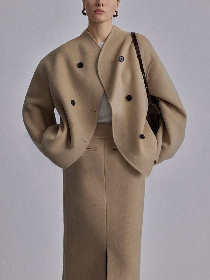 Damen Kurzjacke Mit Doppelreihe Und Modernem Schnitt