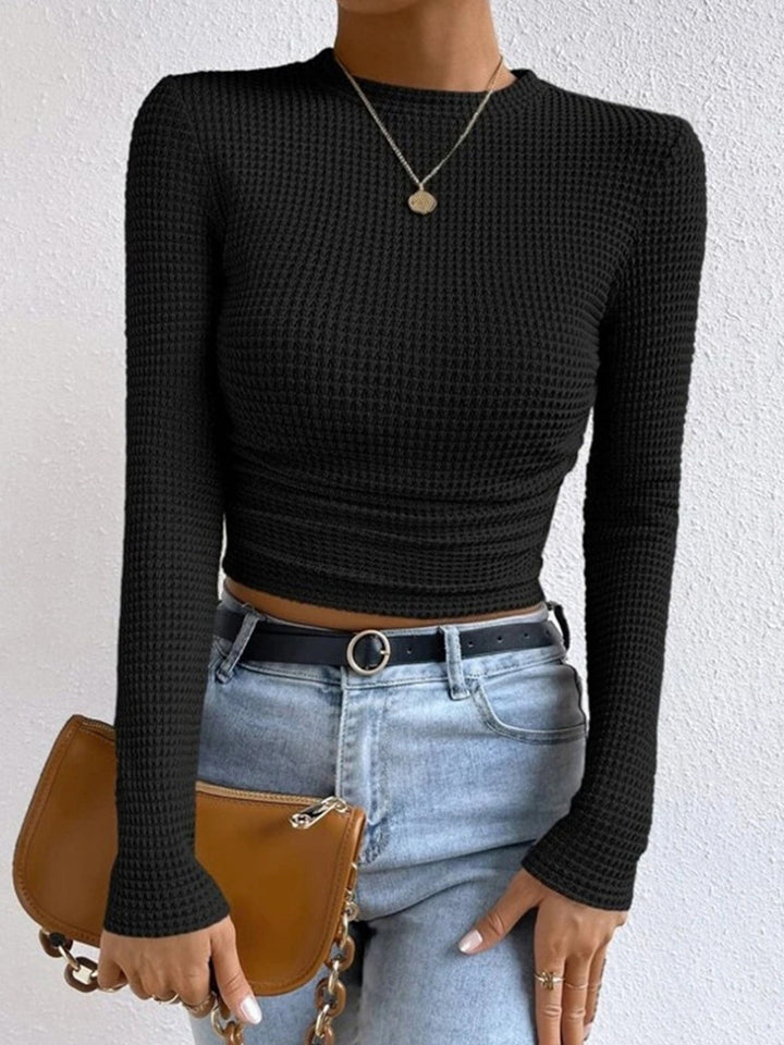 Damen Slim Pullover Mit Waffelstruktur