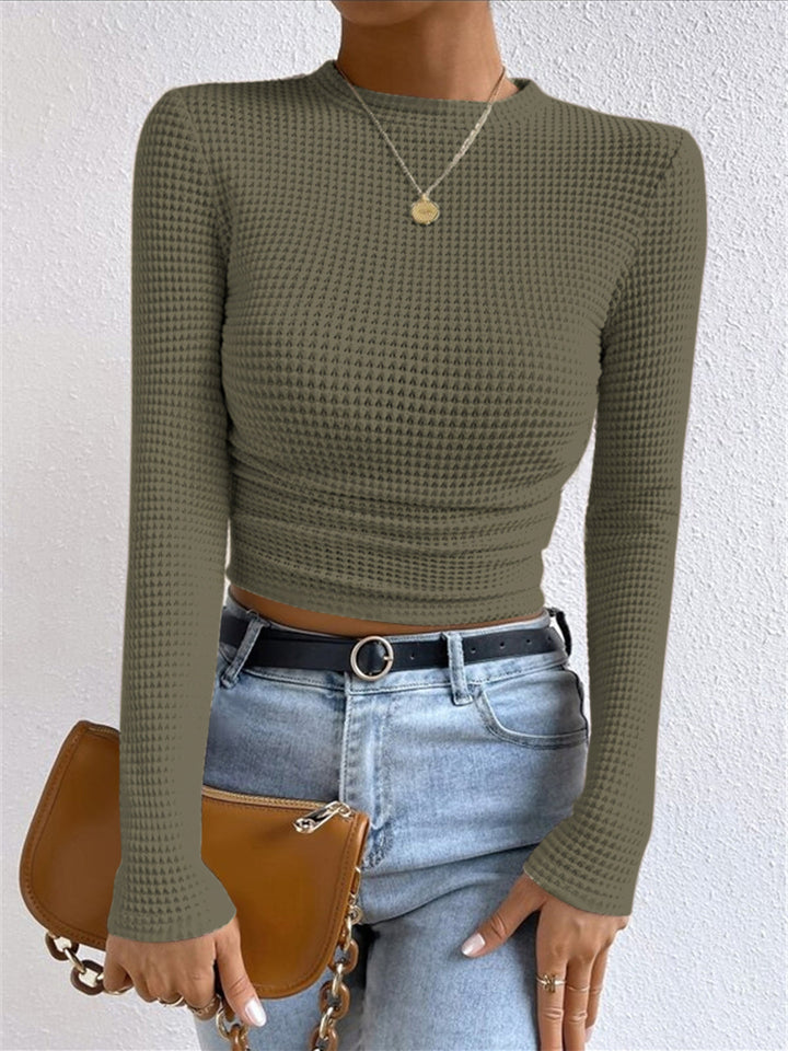 Damen Slim Pullover Mit Waffelstruktur