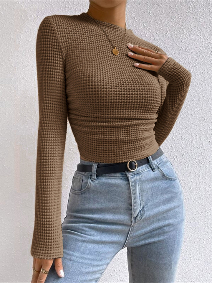 Damen Slim Pullover Mit Waffelstruktur