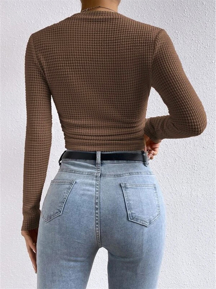 Damen Slim Pullover Mit Waffelstruktur