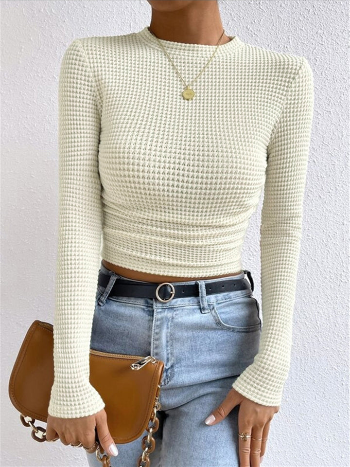 Damen Slim Pullover Mit Waffelstruktur