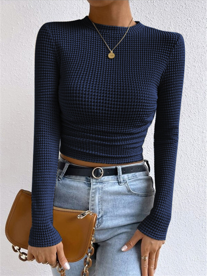 Damen Slim Pullover Mit Waffelstruktur