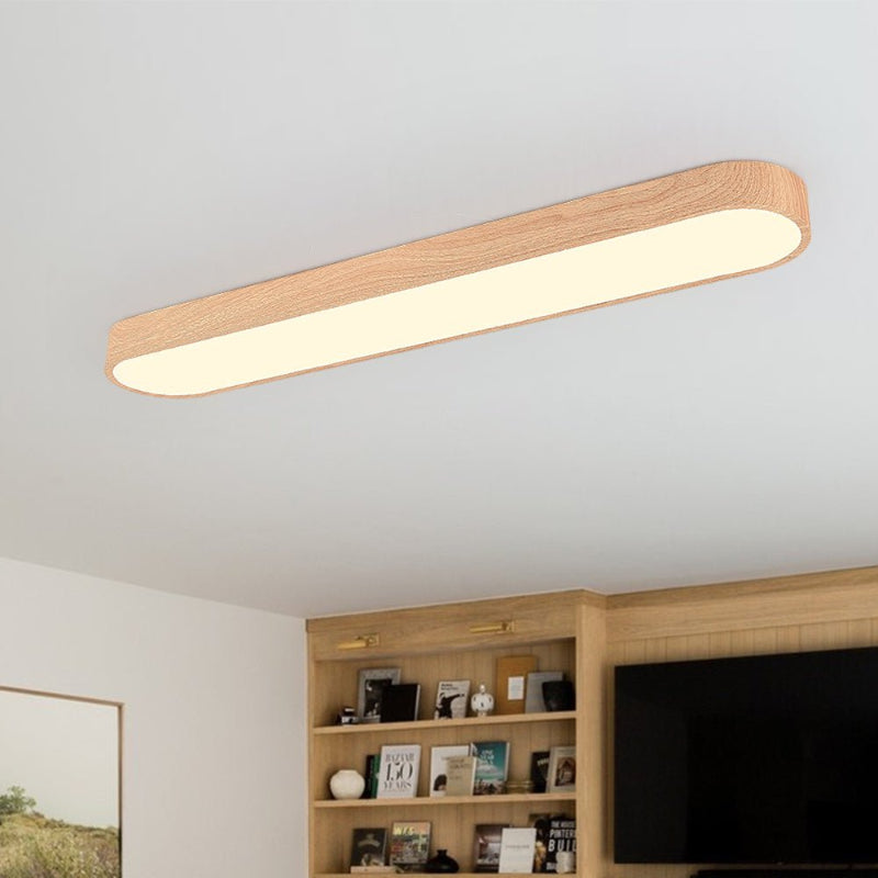 LED Deckenleuchte – Ovale Lampe mit Holzmaserung & warmweiß/kaltweiß Licht