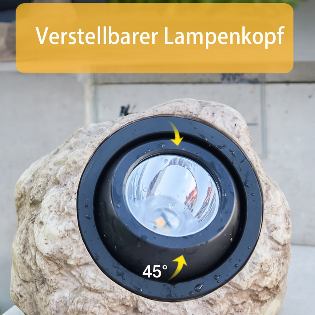 Solarbetriebene LED-Wegeleuchte im Naturstein-Design