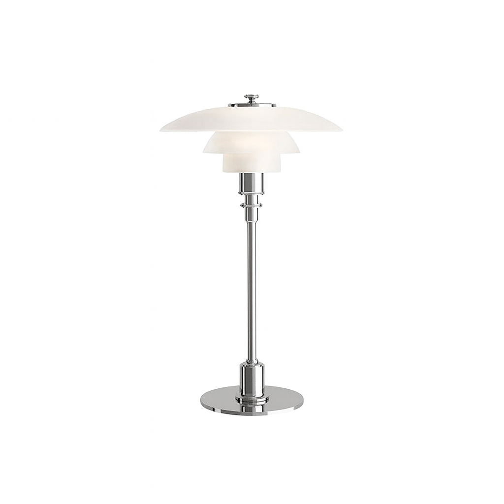 Bauhaus Ember Tischlampe mit Glas und Metallfuß