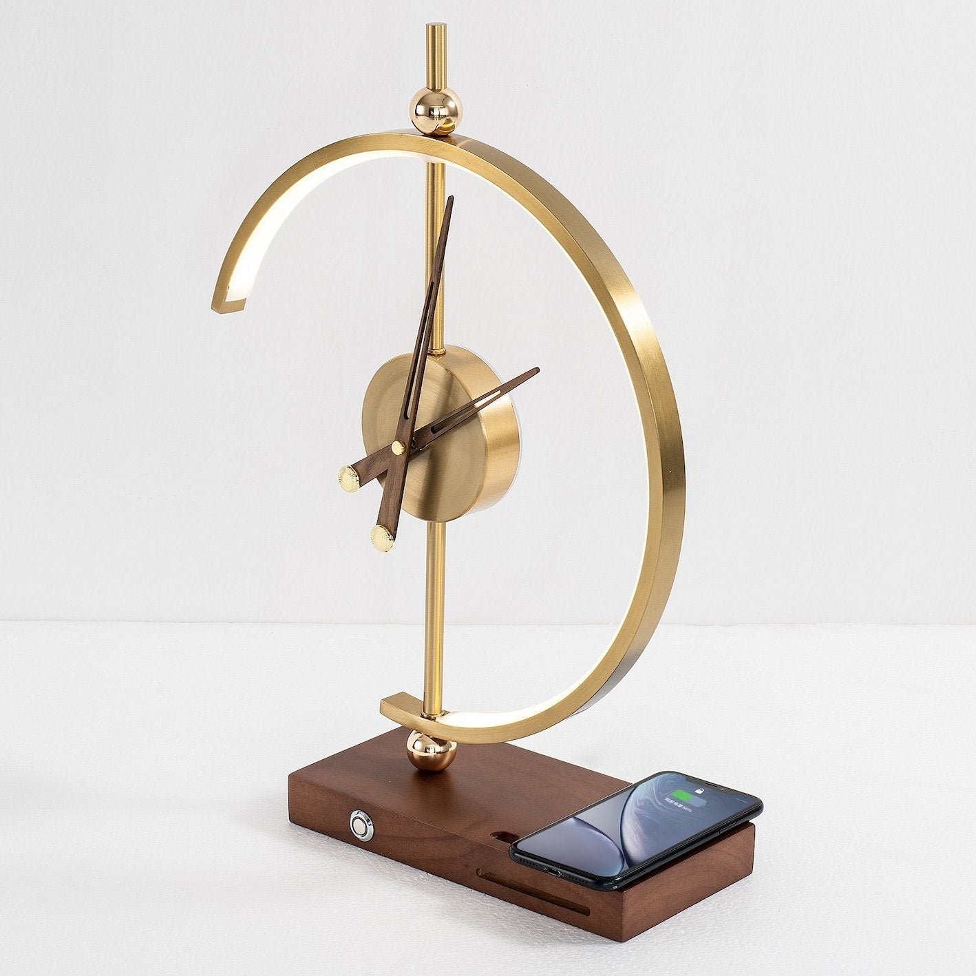 LED Tischlampe mit Uhr & Qi-Ladefunktion mit dimmbarem Licht & kabellosem Ladepad