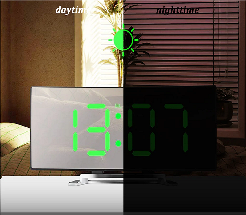 LED-Wecker CurveClock gebogen mit Großanzeige – dimmbar, leise & modern