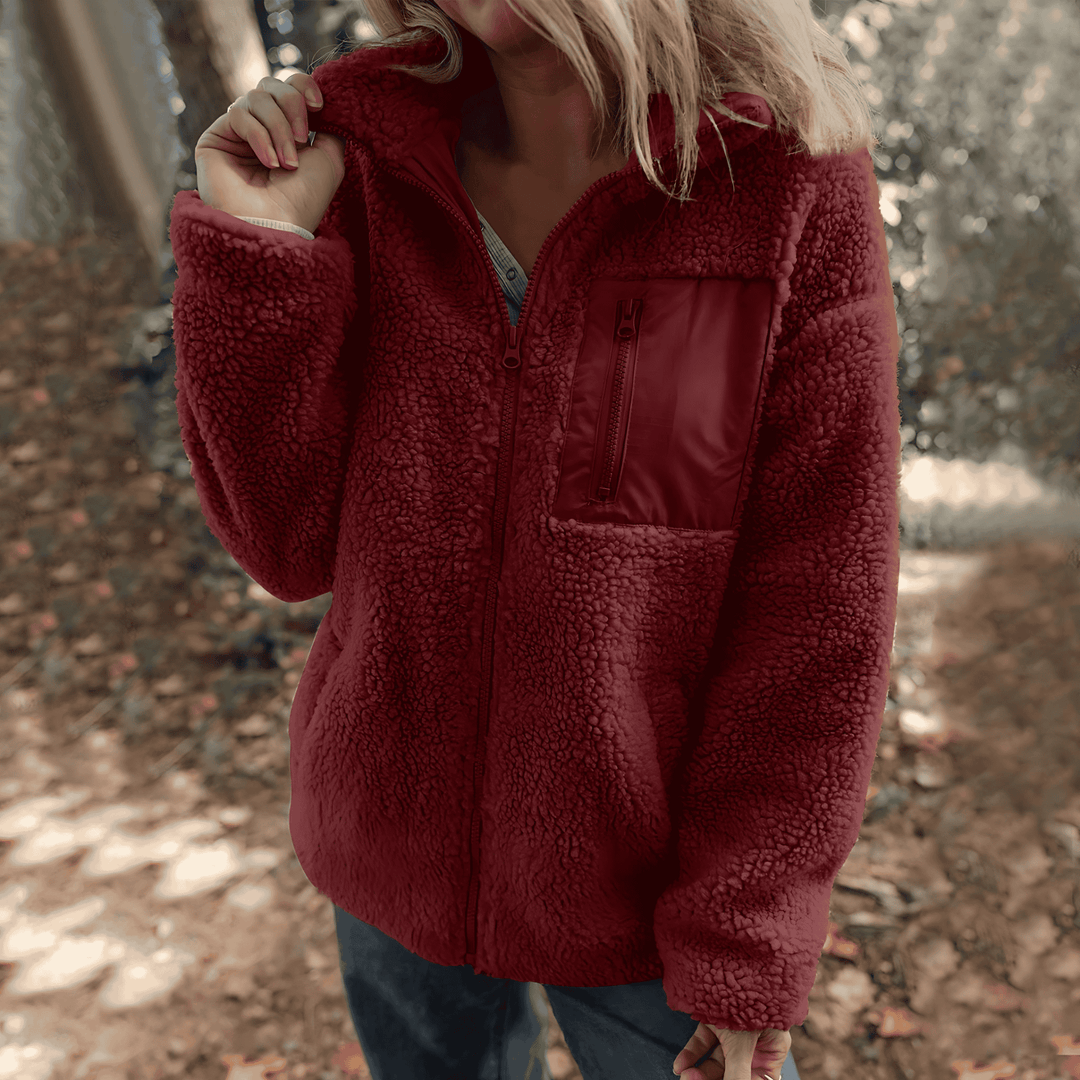 Damen Fleecejacke Mit Hohem Kragen Und Reißverschlusstasche