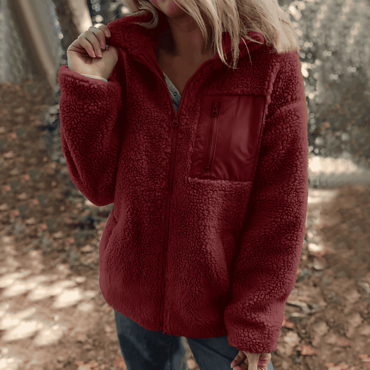 Damen Fleecejacke Mit Hohem Kragen Und Reißverschlusstasche