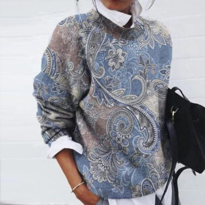 Damen Pullover Mit Blumenmuster Und Lässigem Schnitt