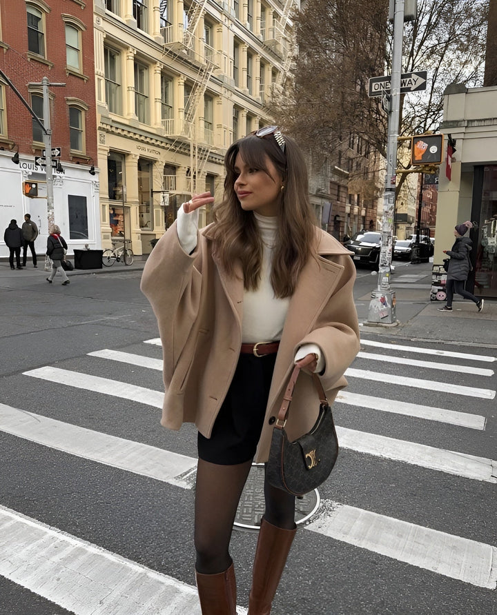 Damen Oversized Mantel Mit Knopfleiste Und Klassischem Kragen